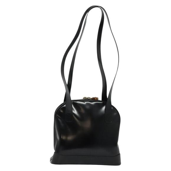 GUCCI Bamboo Shoulder Bag Enamel Black Gold - Picture 3 of 12